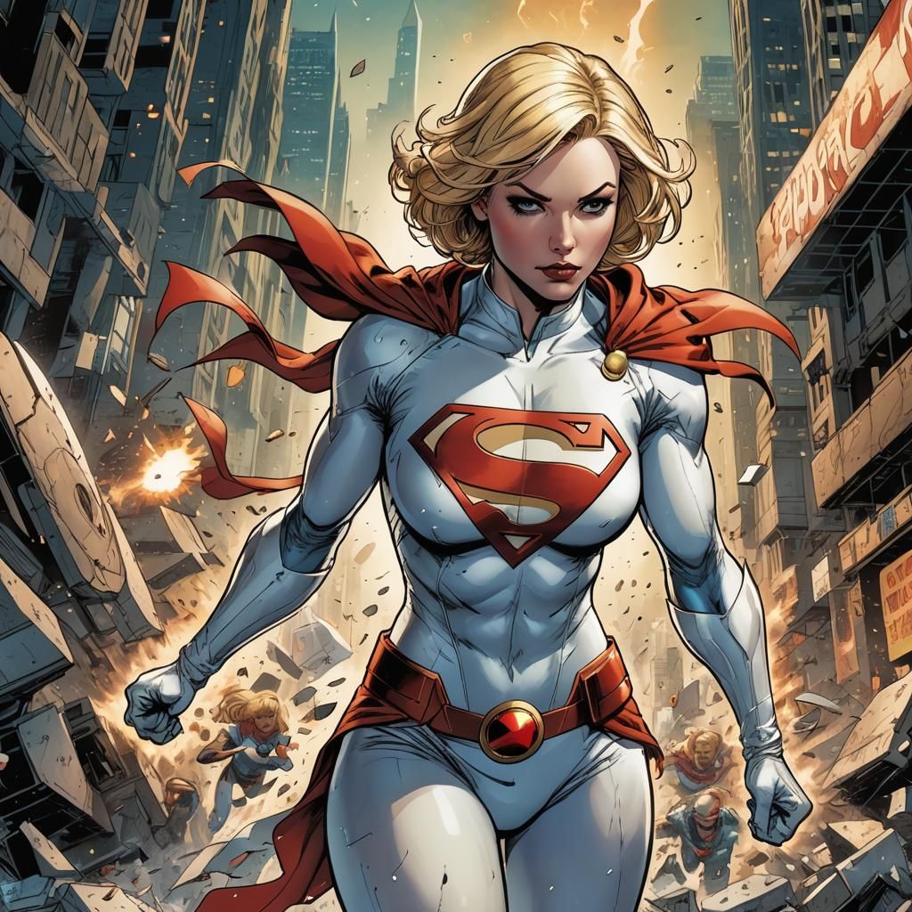 Powergirl in Comic Book Art Style