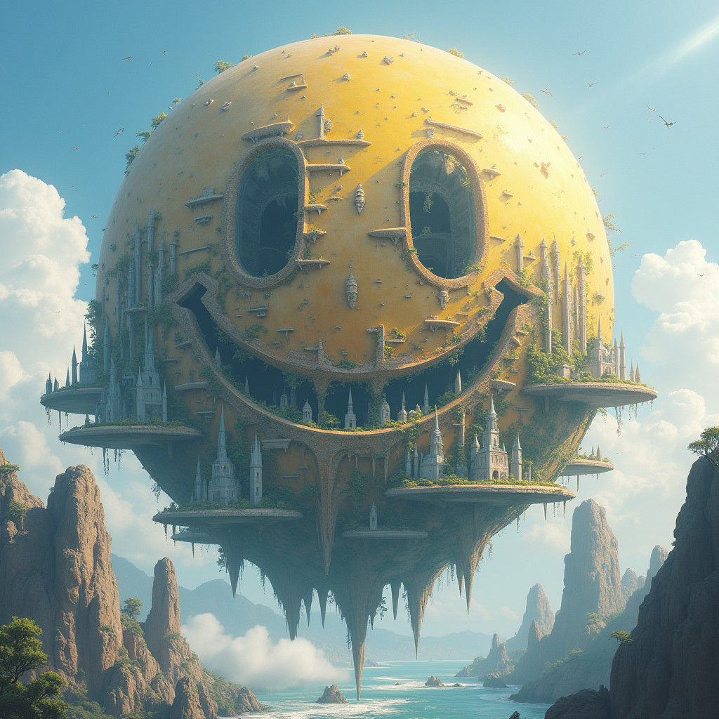 Sky Empire Built Inside Colossal Smiley Face