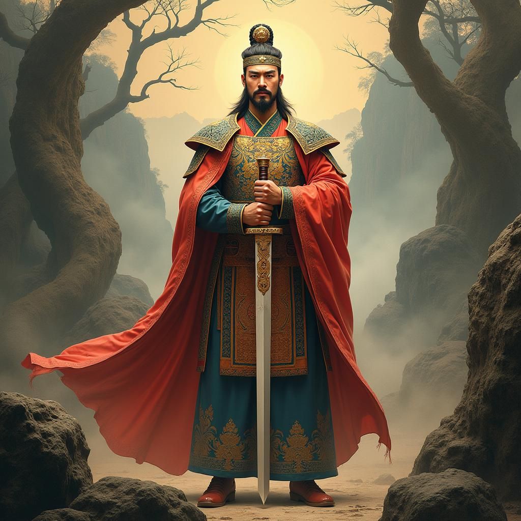 Đức Thánh Trần Triều in Vietnamese Lacquerware Style