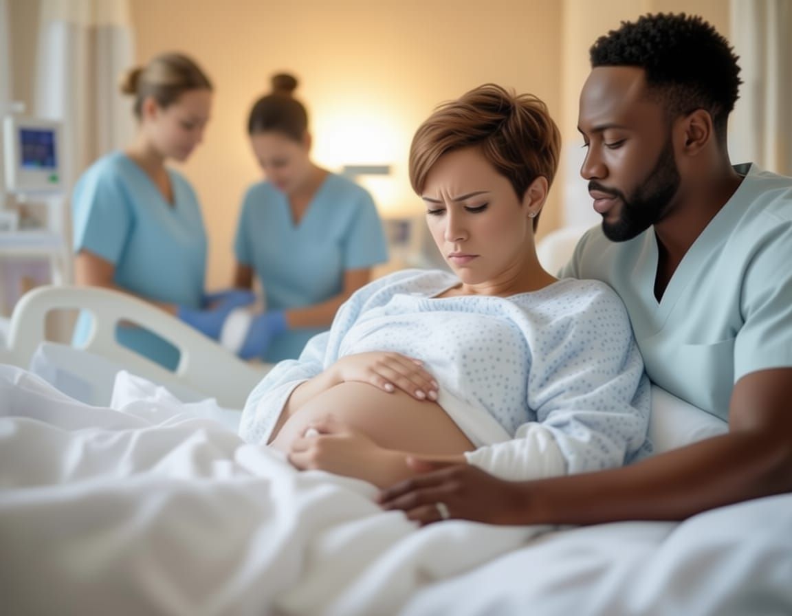 Couple's Emotional Moment in Maternity Ward