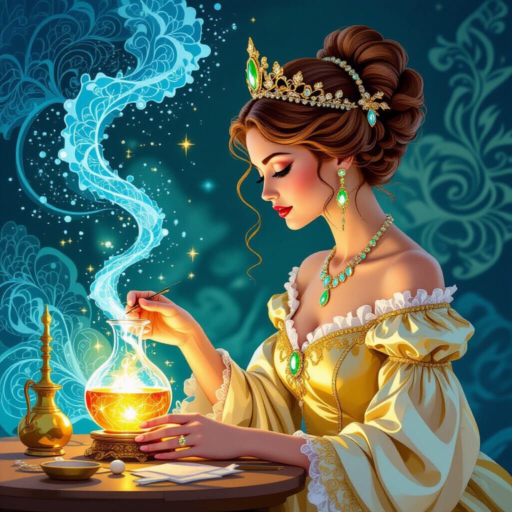 Topaz Princess Observing Alchemy, Fractal Vector Art