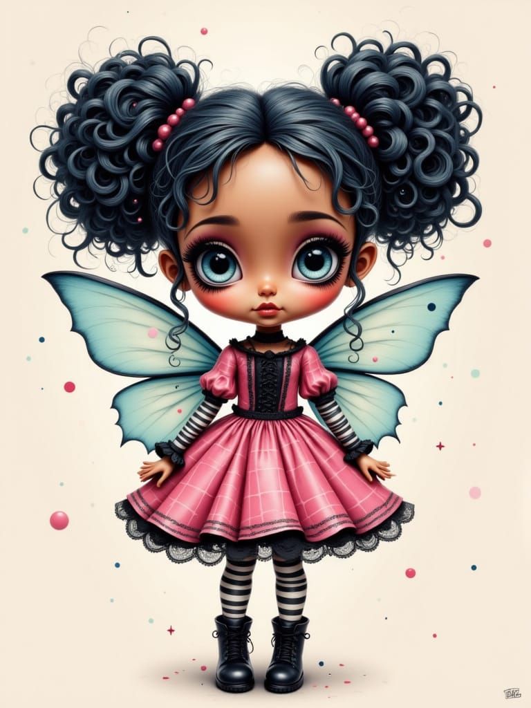 Chibi Fairy Girl in Playful Flat Illustration Style