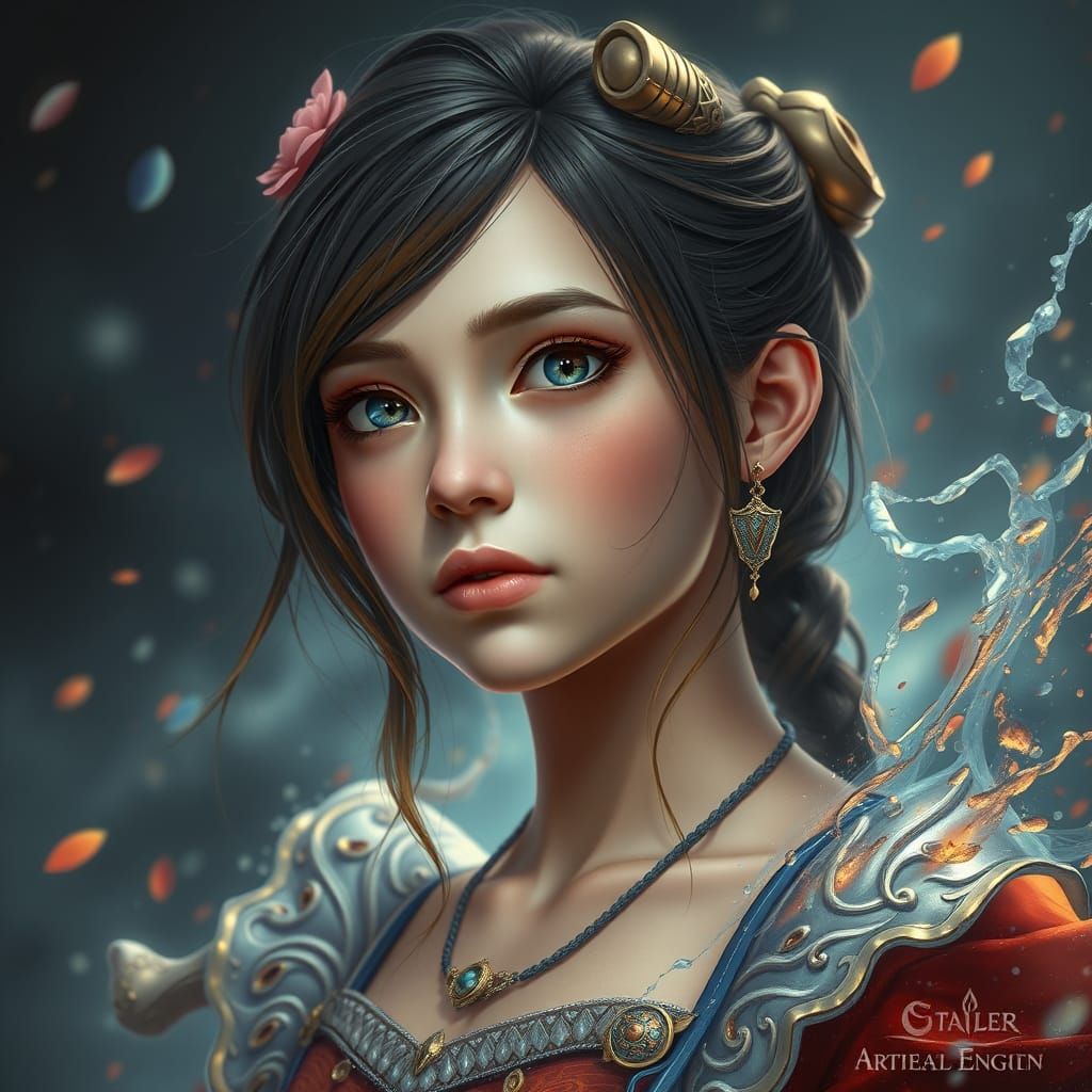 Majestic Young Princess Ascends to Throne in Vibrant Fantasy...