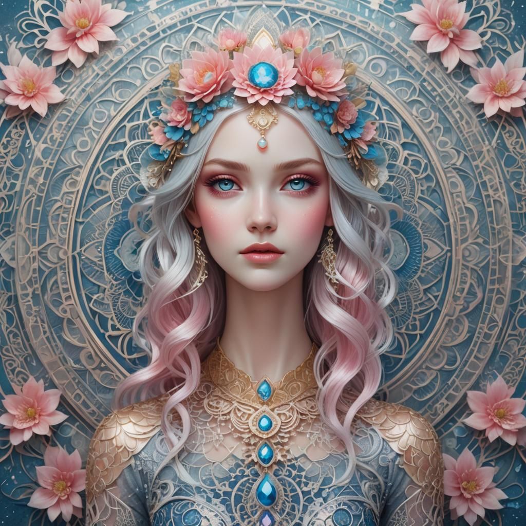 Radiant Woman with Mandala, 3D Digital Art