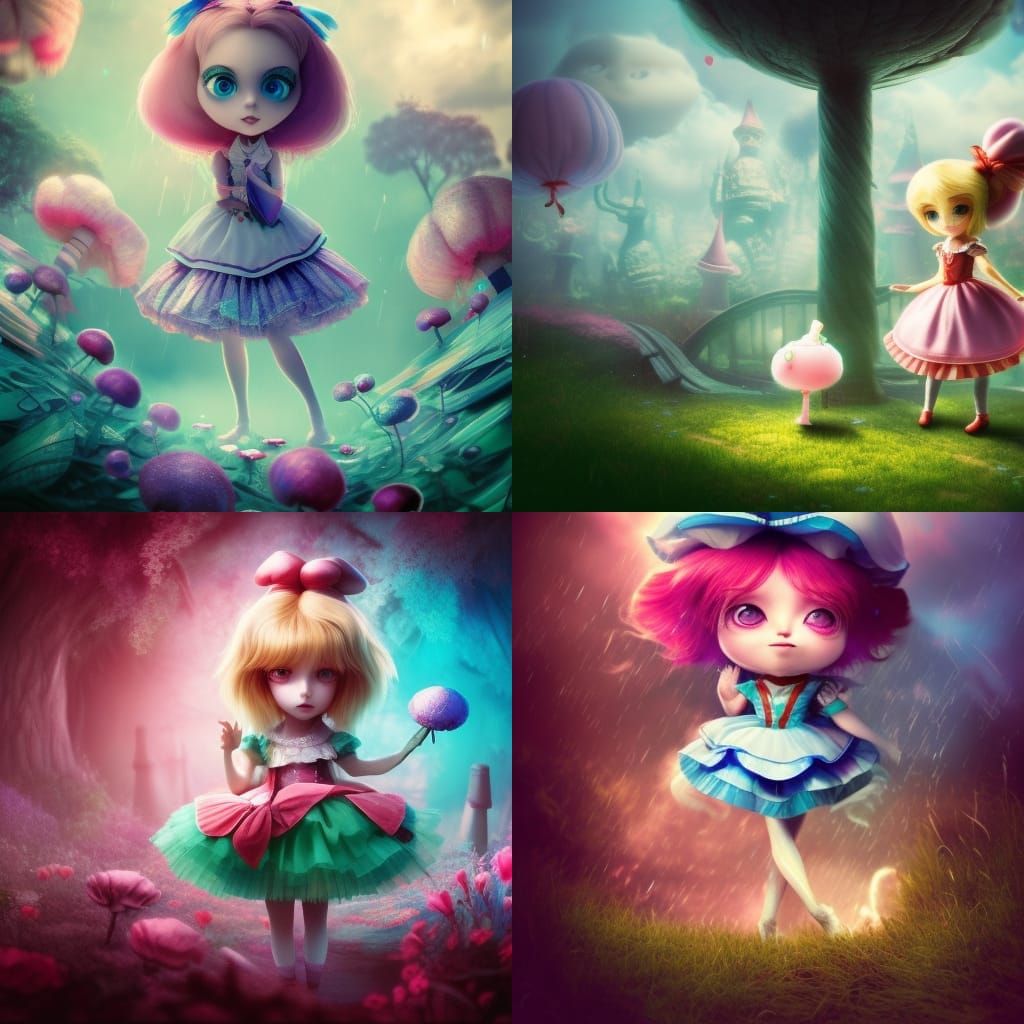 Chibi Alice in Wonderland: Surreal Concept Art