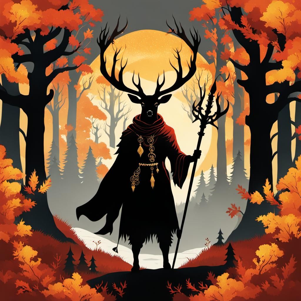 Cursed Gothic Deer in Autumnal Forest