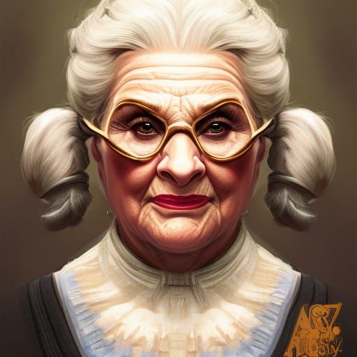 Mrs. Doubtfire as Half-Orc: Detailed Concept Art