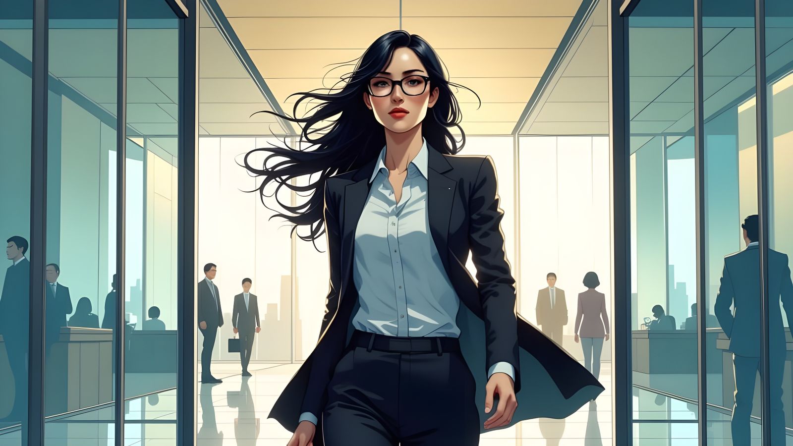 Confident Japanese Businesswoman in Modern Office