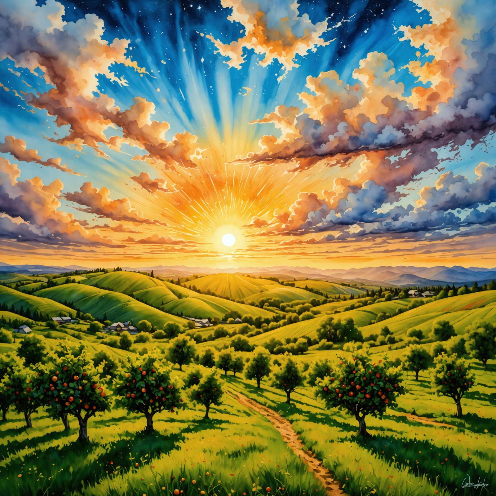 Sunrise over the apple orchards 🍎