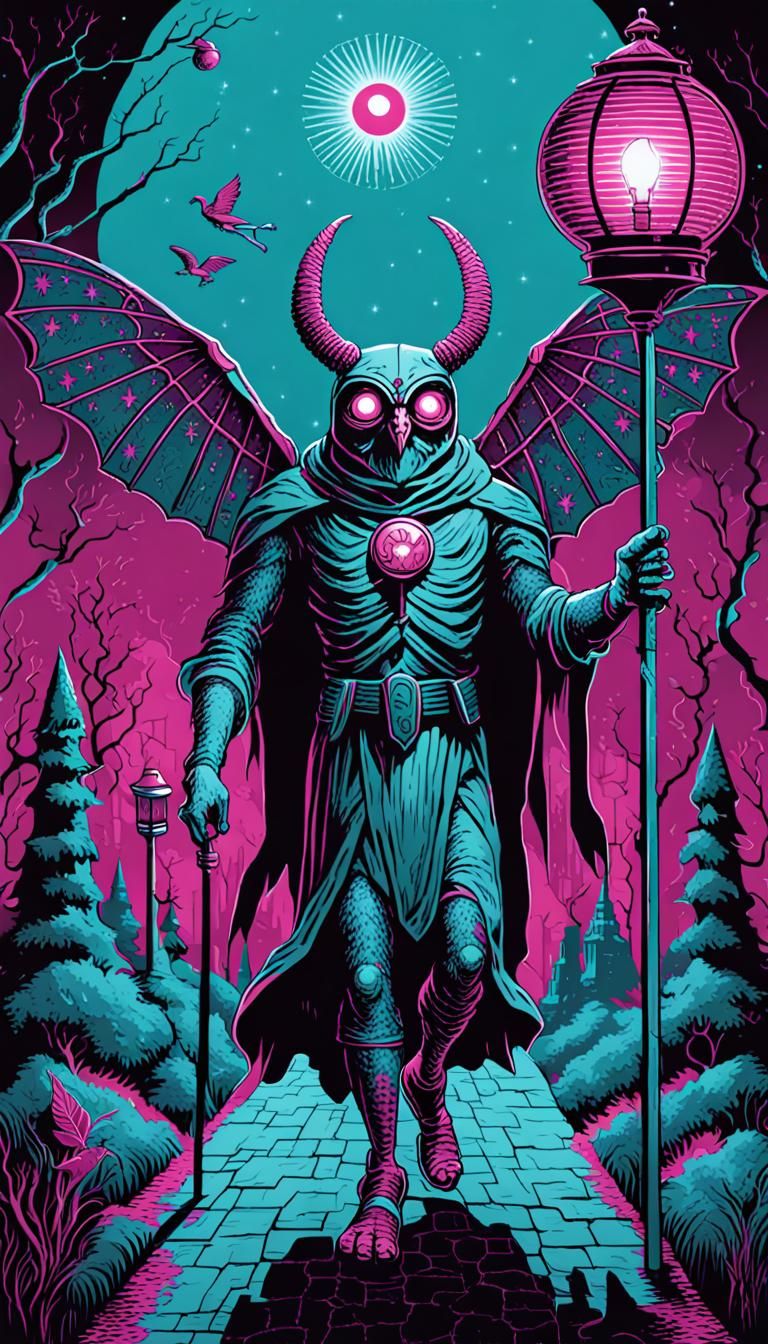 Isometric Holy Mothman with Lantern Tarot Card