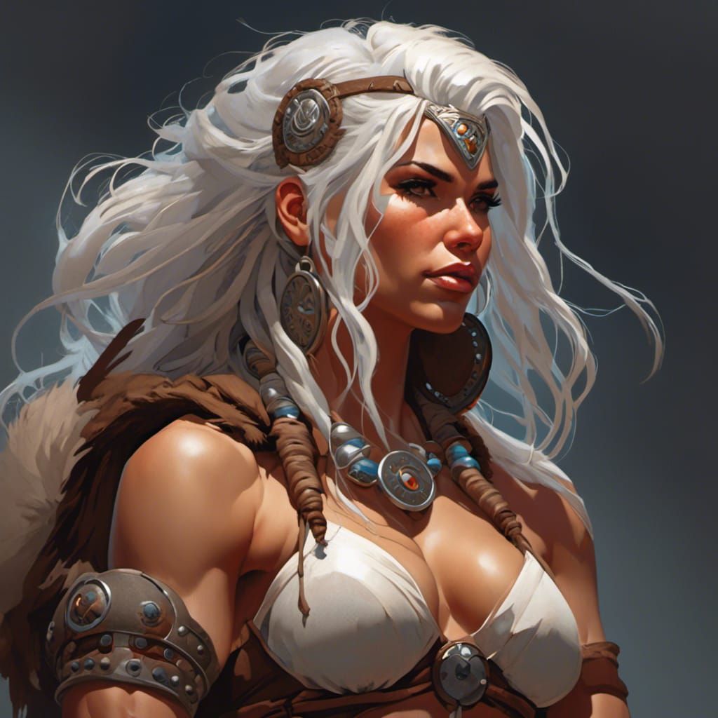 Muscular Barbarian Woman in Detailed Digital Render