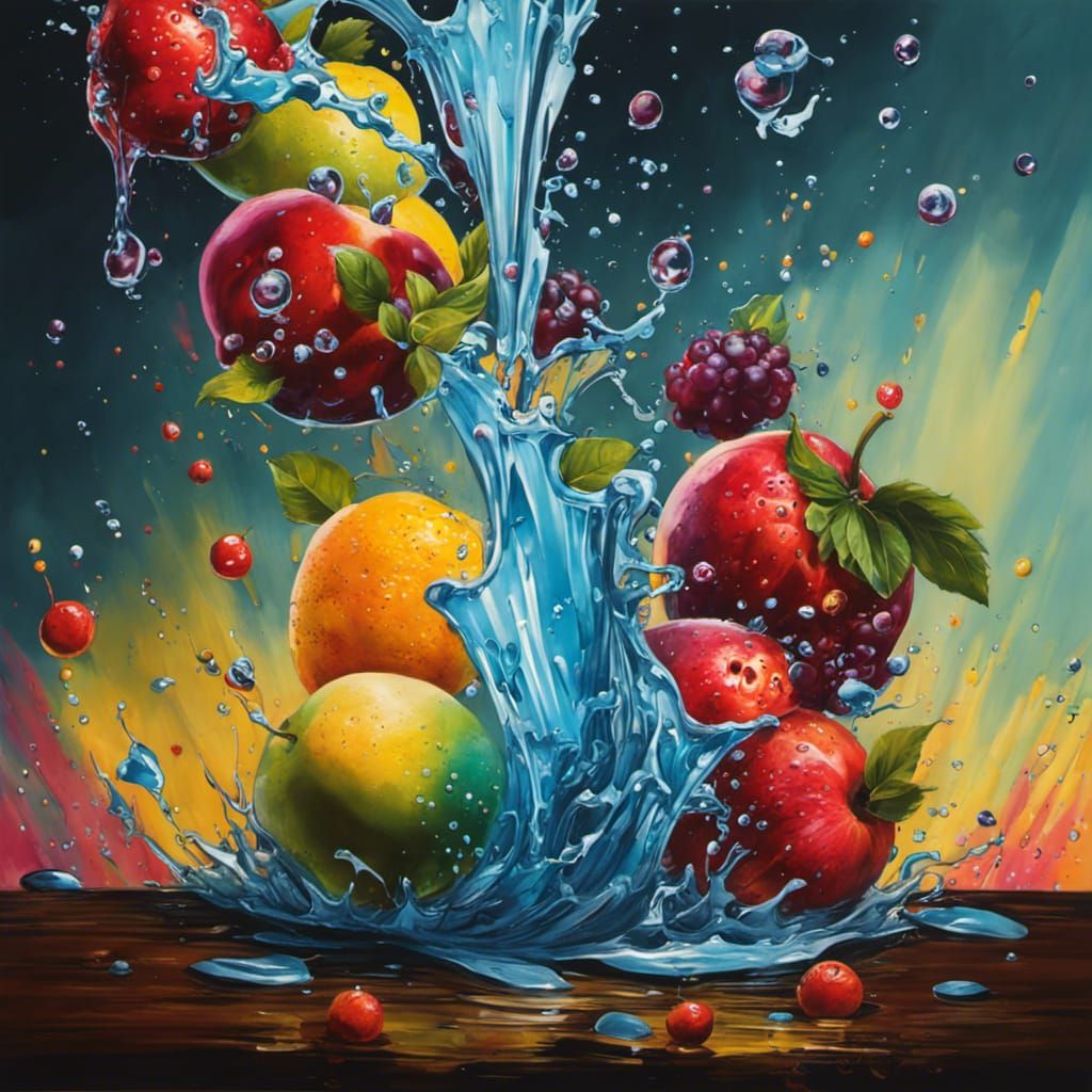 Colorful Fruit Splash in Graffiti Art Style
