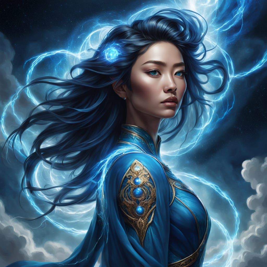 Electric Empress: Cosmic Woman in Digital Art