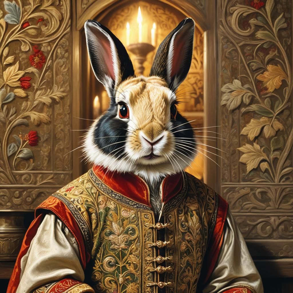 Rabbit Portrait in Northern Renaissance Style