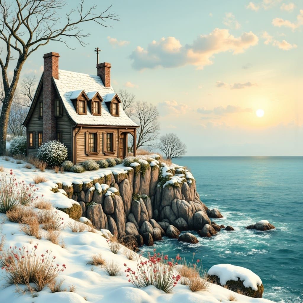 <lora:St Patrick in Love:1.0> vibrant winter scene with a jo...