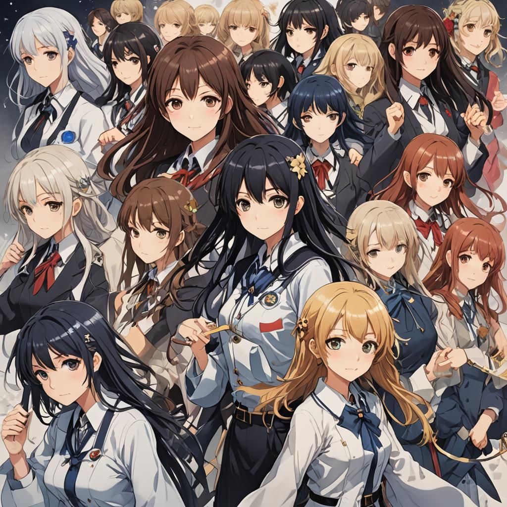 Anime-Style Women in Japanese Manga Key Visual