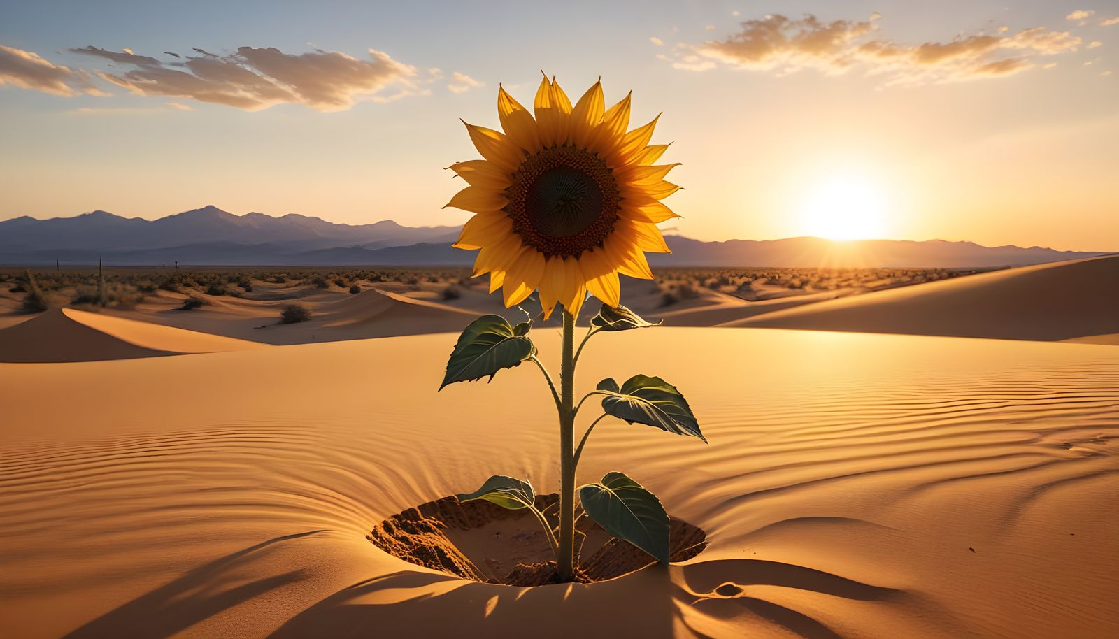 Triadic Desert Bloom in Vibrant Oil Painting Style