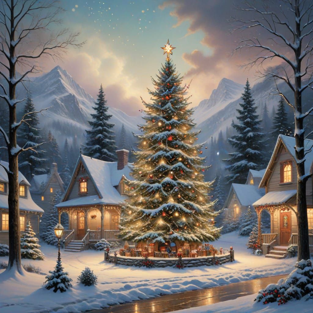 Christmas Wonderland Scene in Traditional European Style