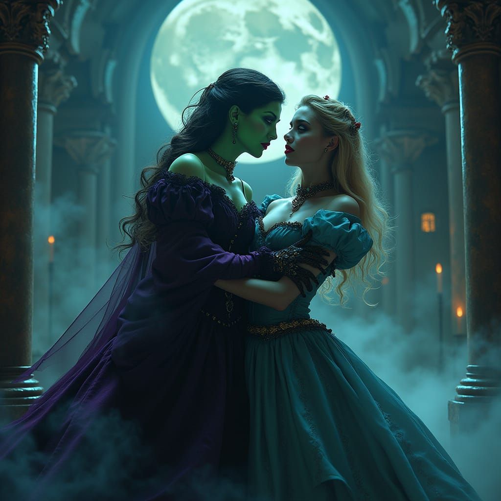 Ethereal Victorian Villainess Ensnaring a Captive King in a ...