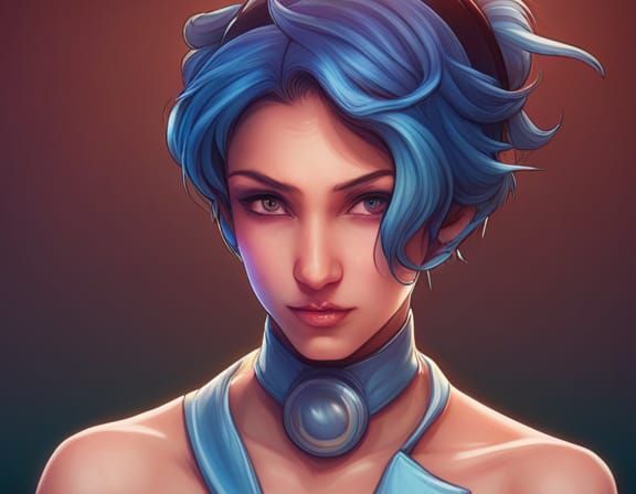 Sailor Mercury Rabbit Portrait in Art Nouveau Style