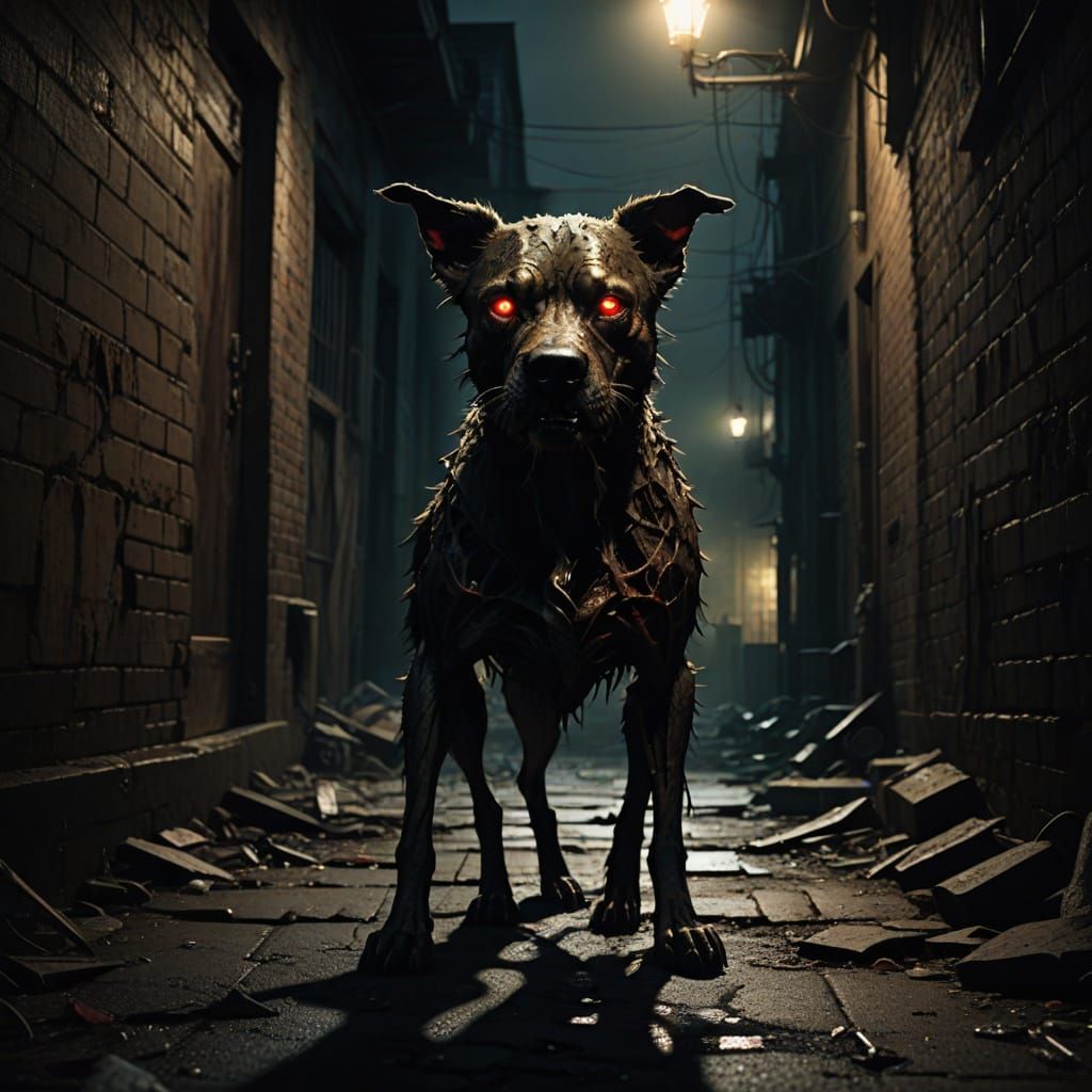 Gritty Zombie Hound Emerges from Darkness