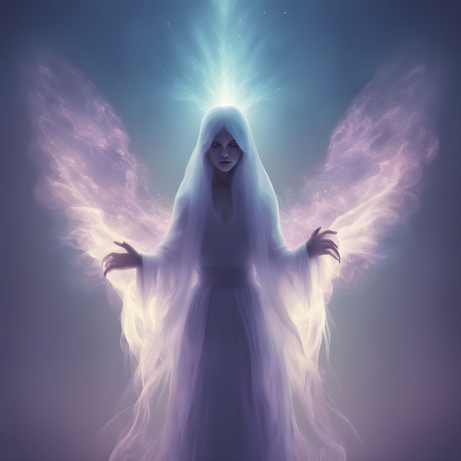 Ethereal Spirit Form in a Dreamy, Misty Atmosphere