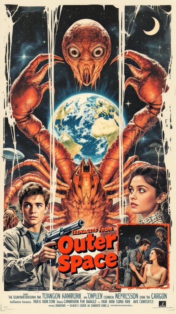 Retro-Futuristic Collage Poster in Distressed 1959 Style