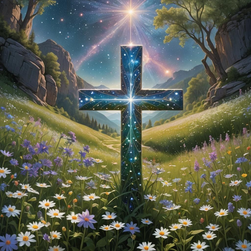 Stardust Cross Amidst Glittering Starflowers