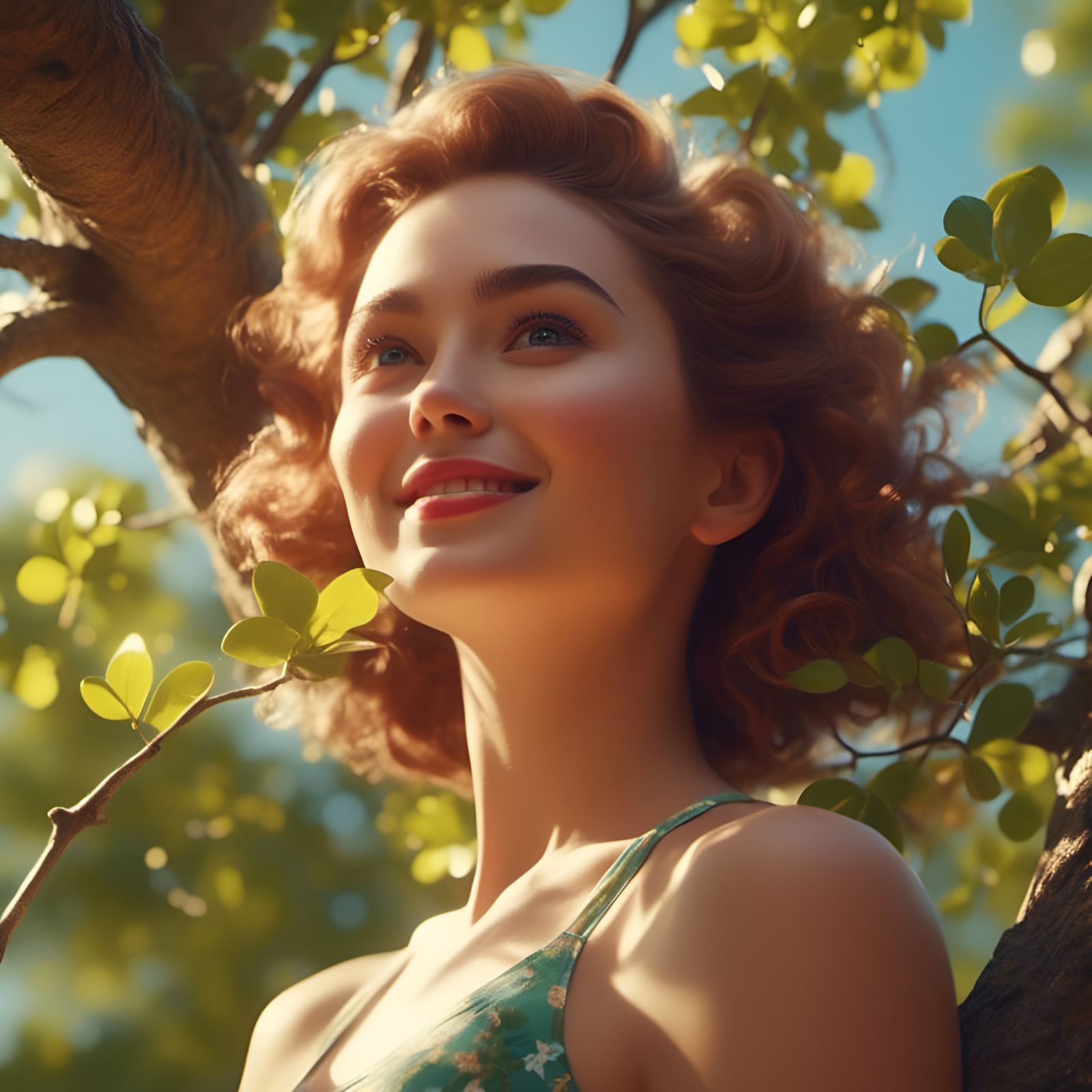 Tree Bikini Beauty: Pin-Up Portrait in 8K