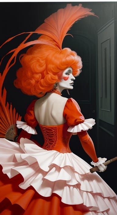 Enormous Old Woman in Carrot Wig Approaches