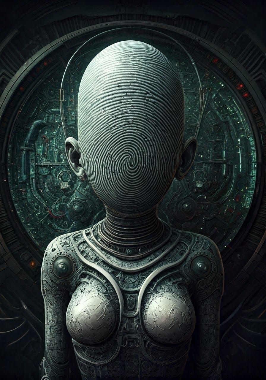 Surreal Alien Fingerprint Fusion in Digital Art