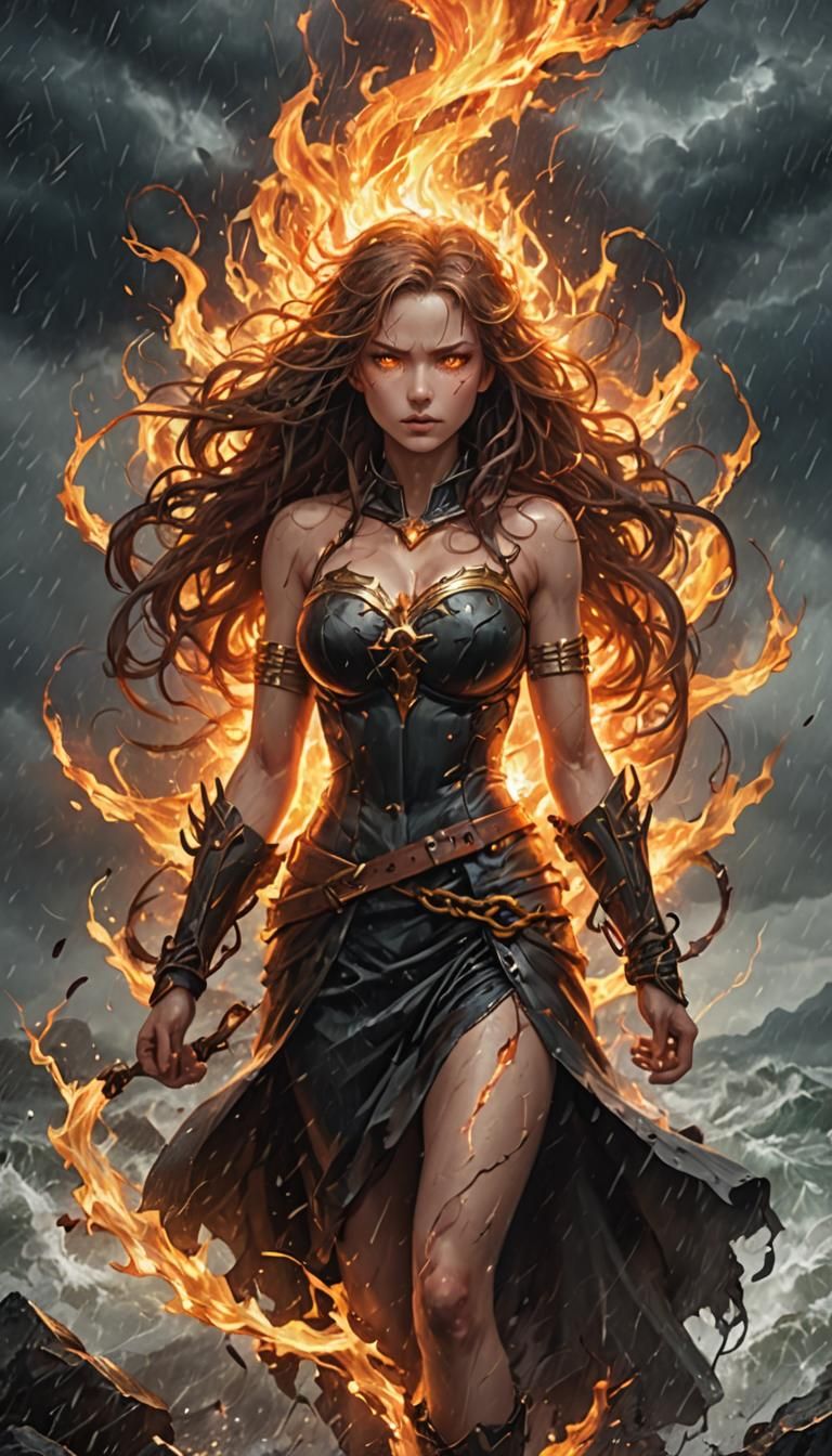 In the heart of the storm, a raging fire burns