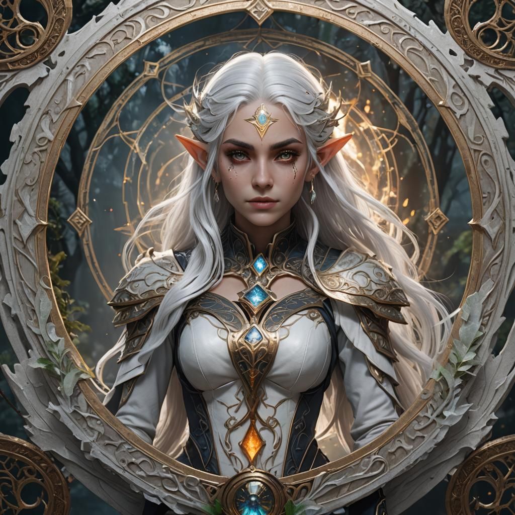 Elemental Elf with Four Elements, Fantasy Concept Art