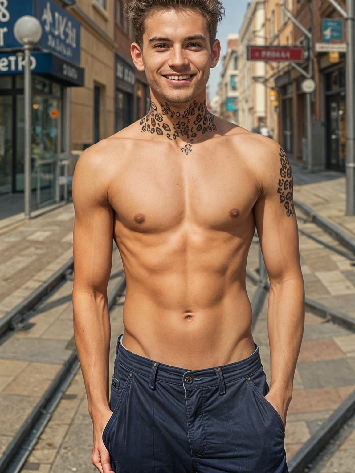 Edward really regrets his new leopard print tattoo. He smile...