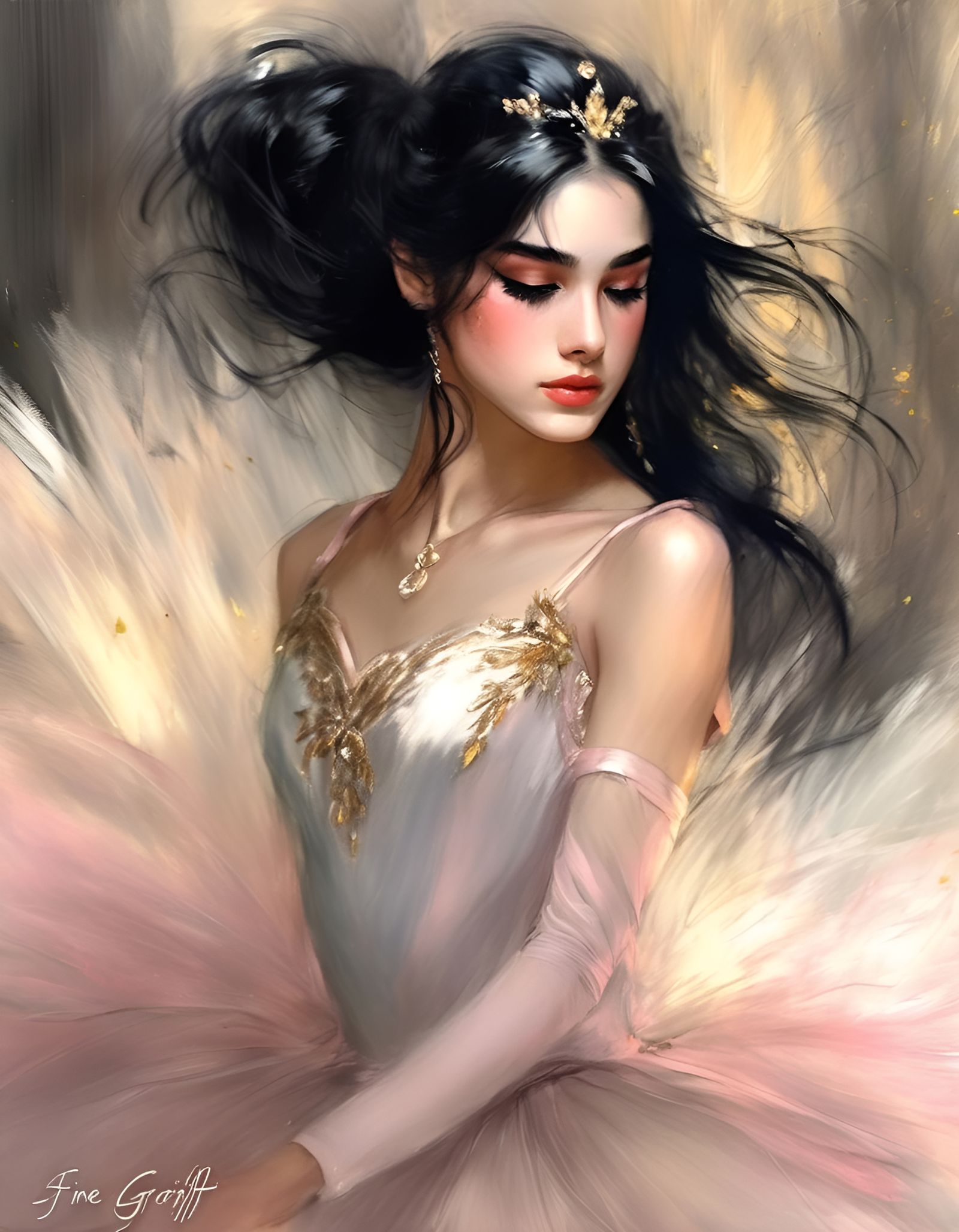 Anime Ballet Ballerina in Gown Drawing