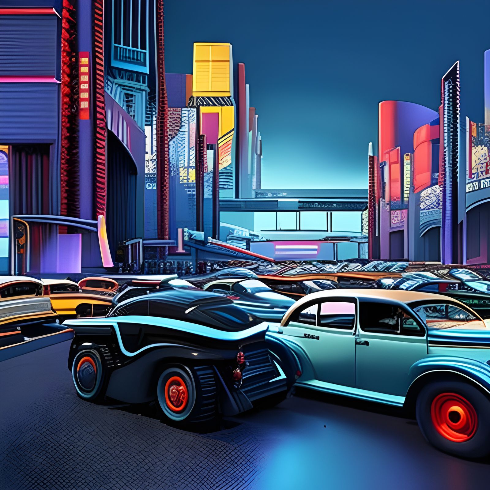 Cyberpunk Cityscape Inspired by Japanese Art