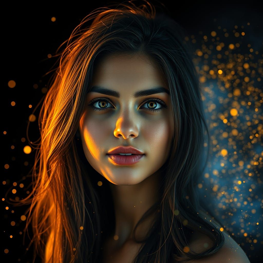 Hyperrealistic Portrait of a Brazilian Beauty in an Explosiv...