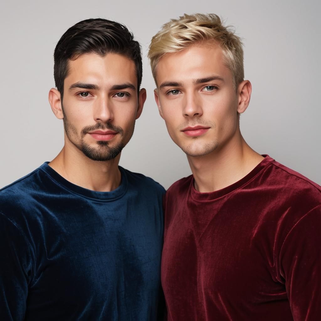 Gay Couple Portrait in Impressionist Impasto Style