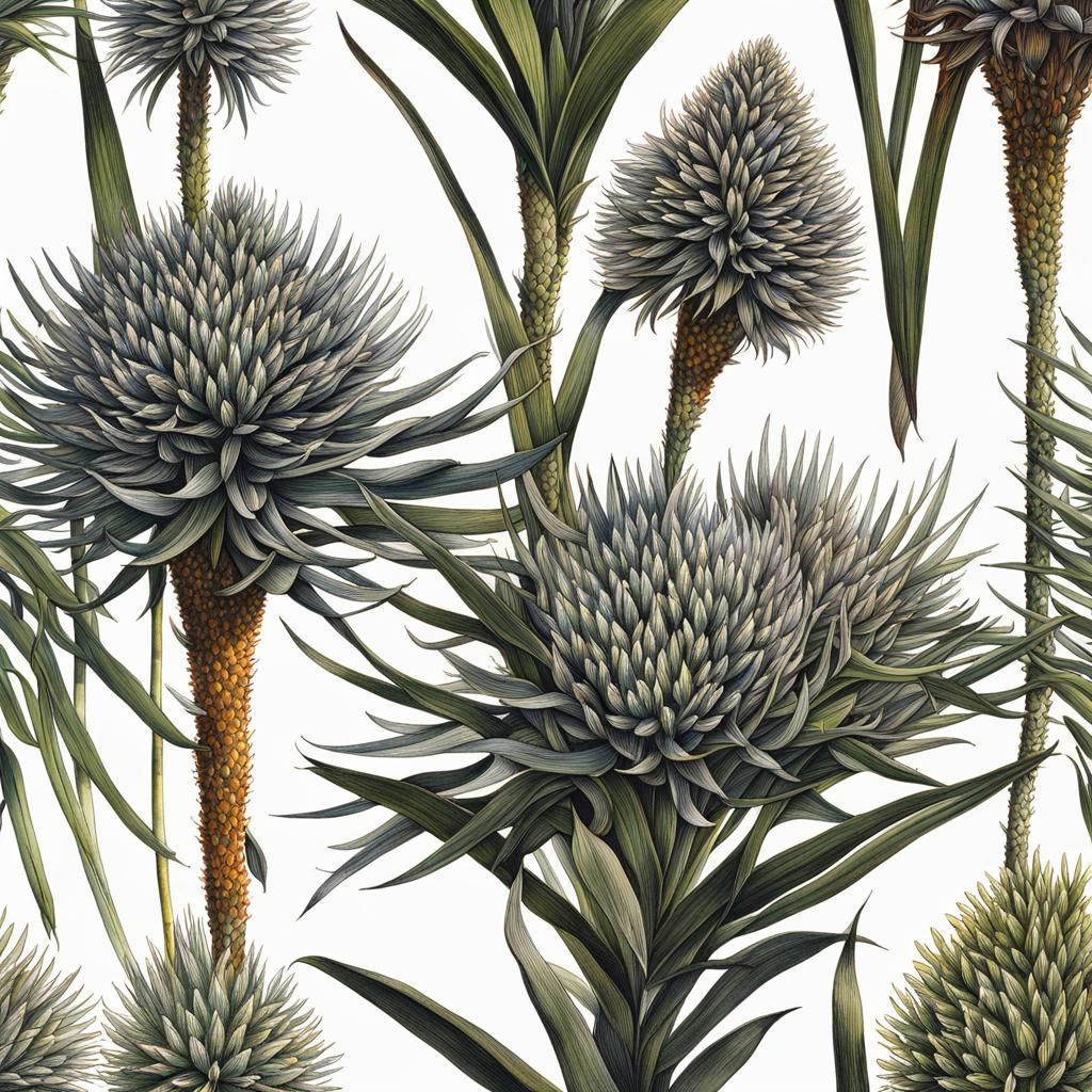 Detailed Ink Painting of a Doryanthes Excelsa