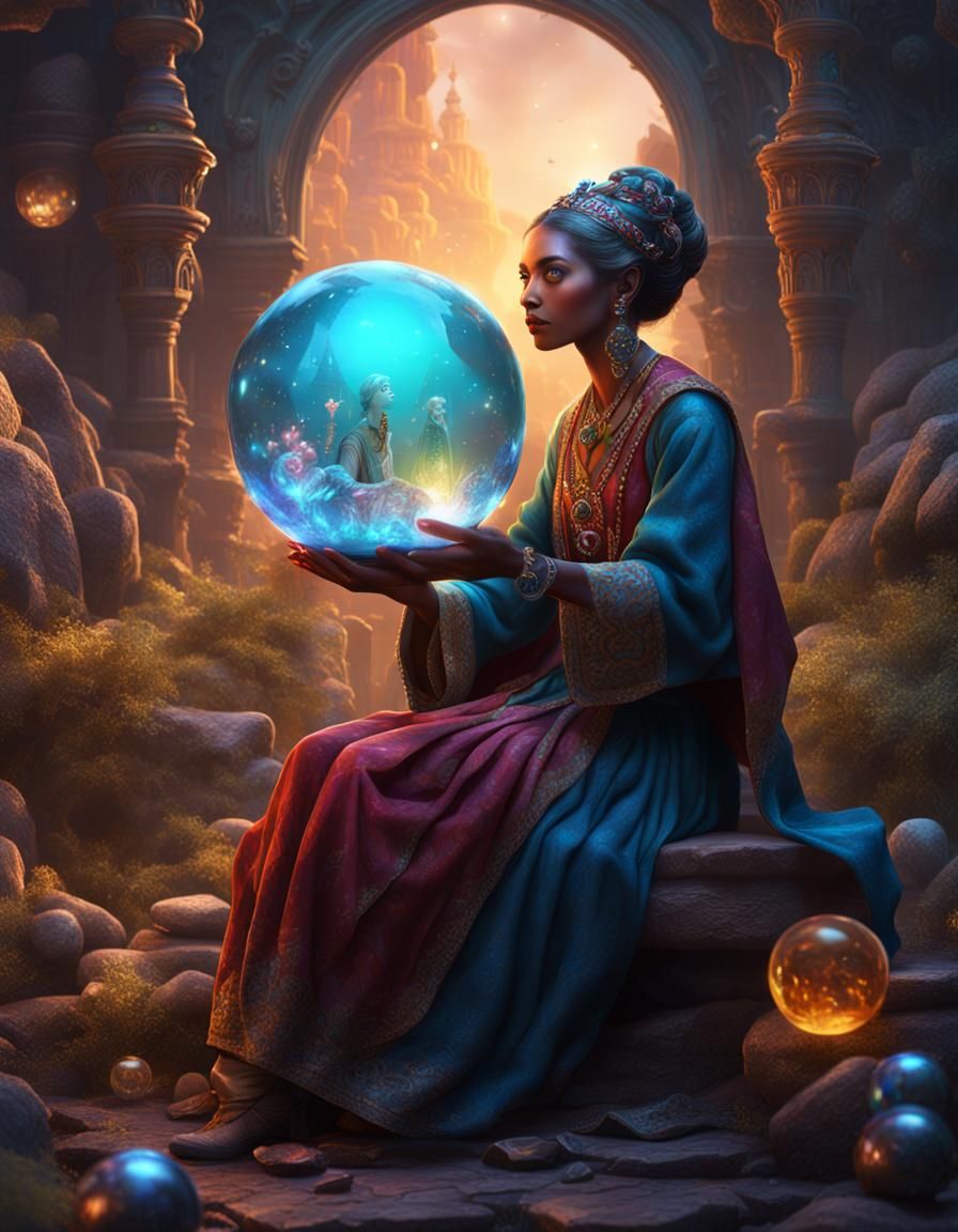 Storyteller with Crystal Ball: Fantasy Concept Art