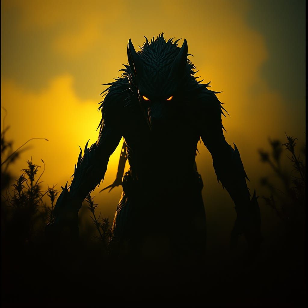Twisted Skin Walker Emerges from the Shadows in Golden Light
