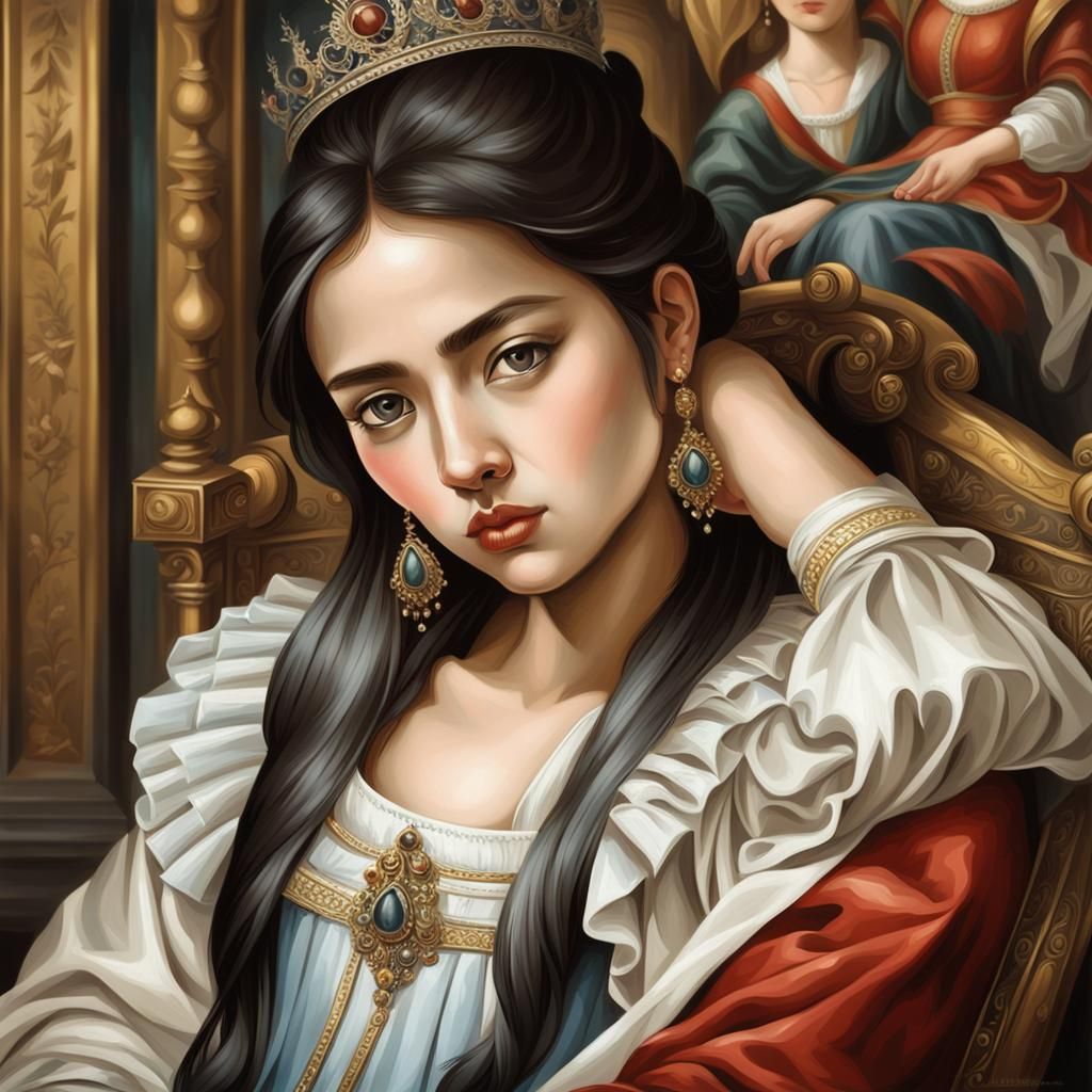 Elegant Women on Throne in Old Master Style