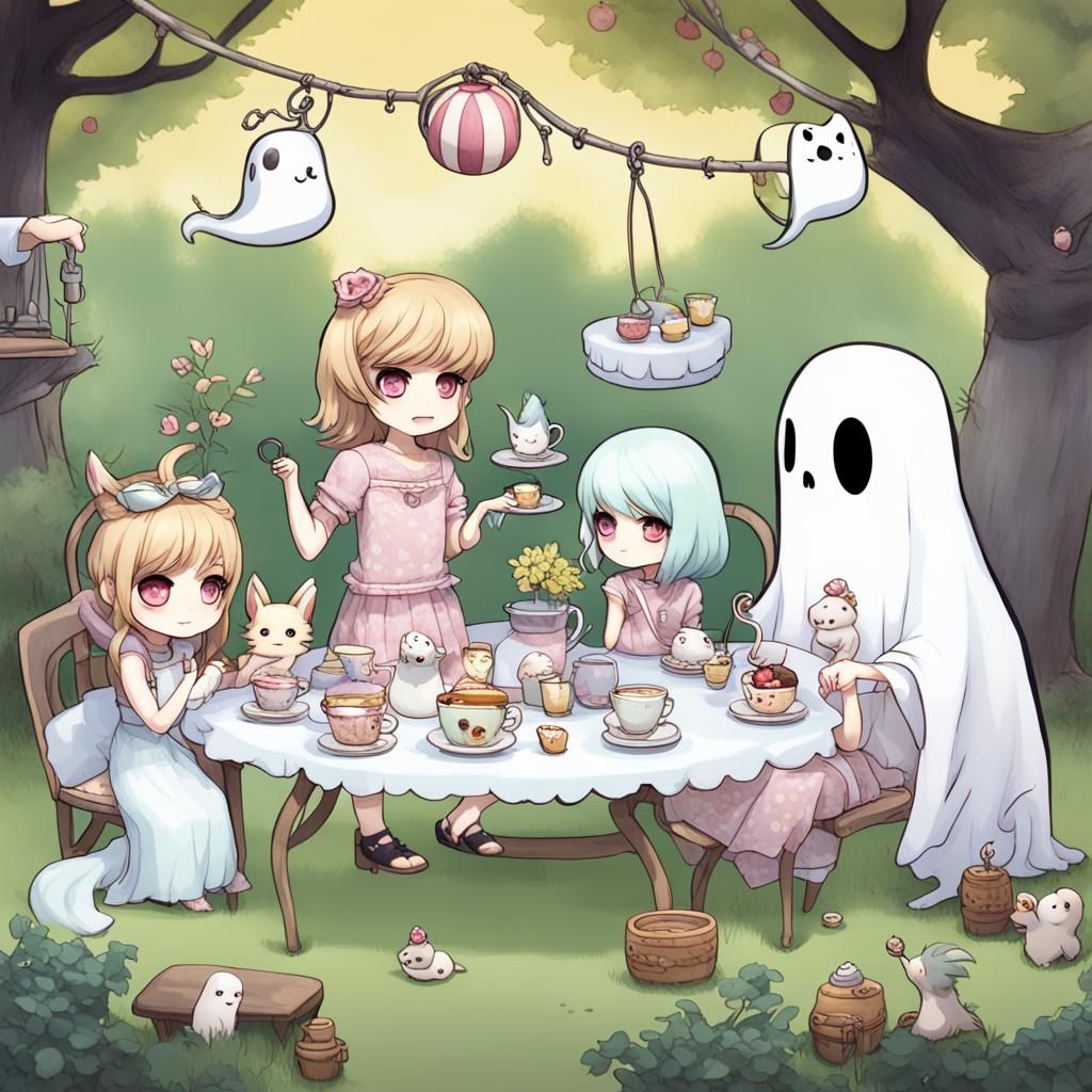 Chibi Animals Host Tea Party With Ghost