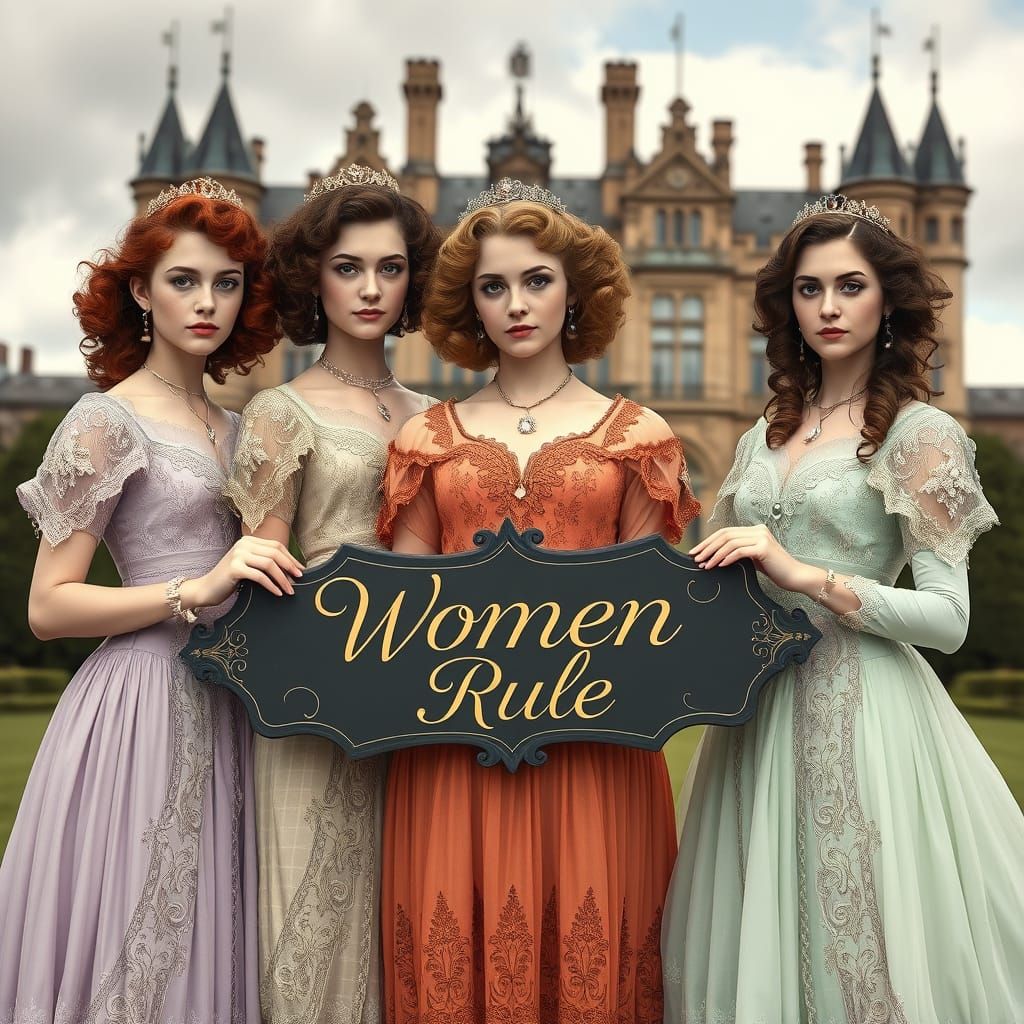 Edwardian Aristocrats at Framingham Castle, Art Nouveau Styl...