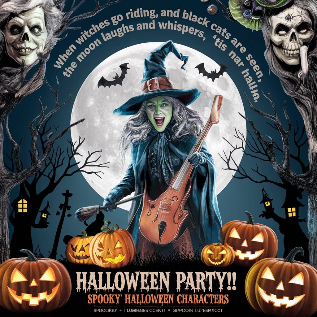 Spooky Halloween Party Flyer with Classic Quote