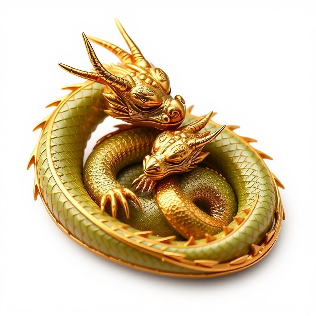 Sleeping Gold and Jade Dragon with Mother