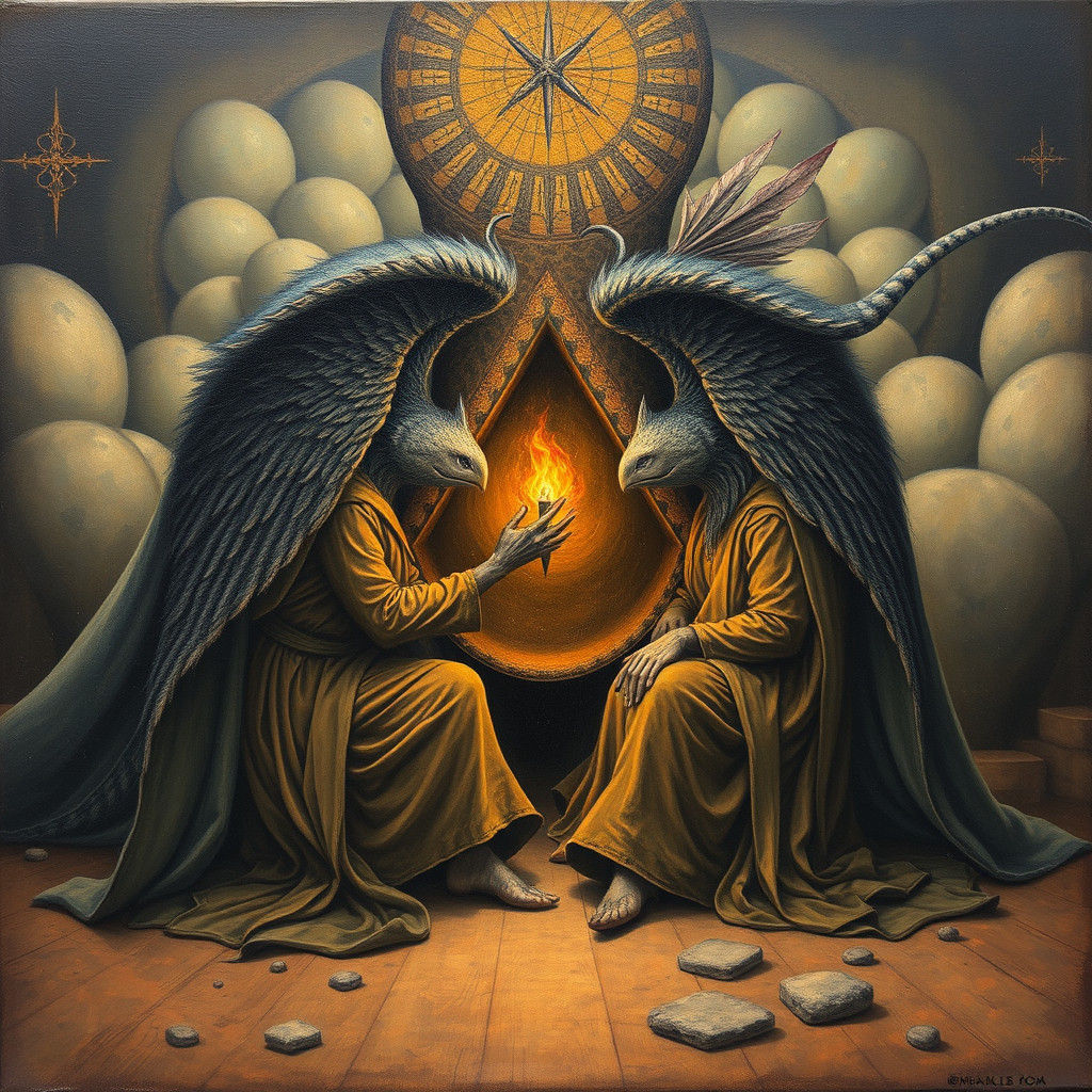 Surreal Woman Beckoning, Oil on Masonite