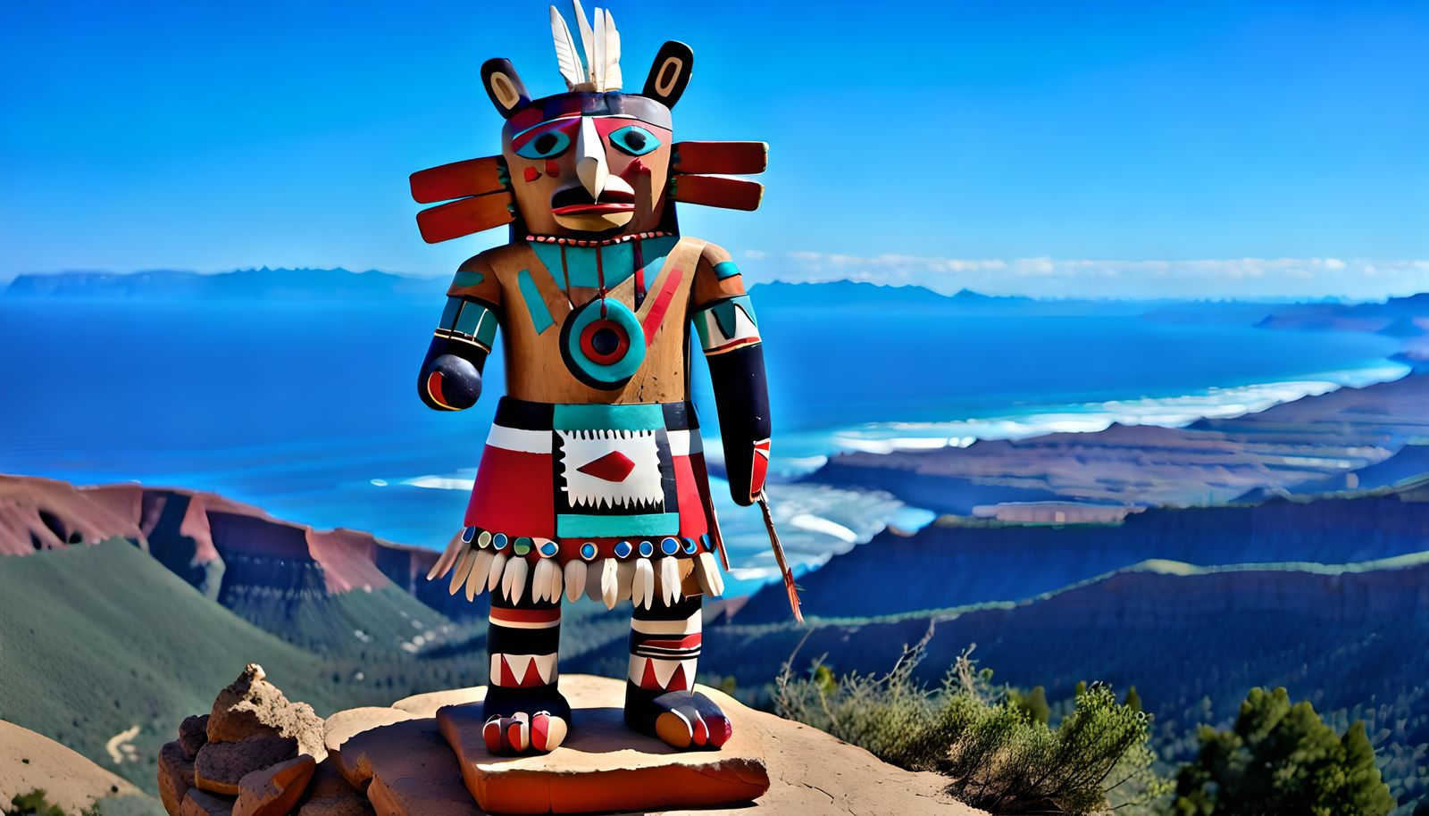 Hopi Bear Kachina Doll on Mountaintop