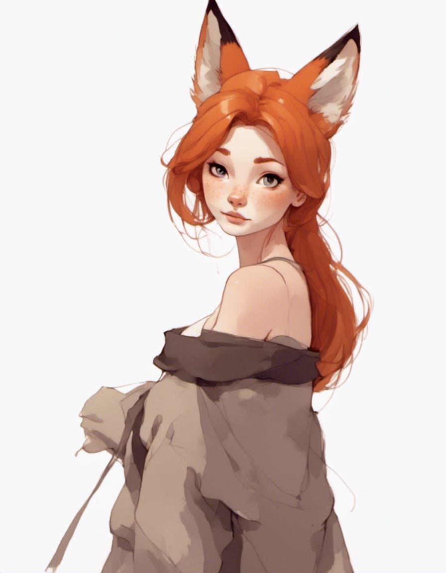 Adorable Fox-girl VIXEN shows off her beautiful shoulders.