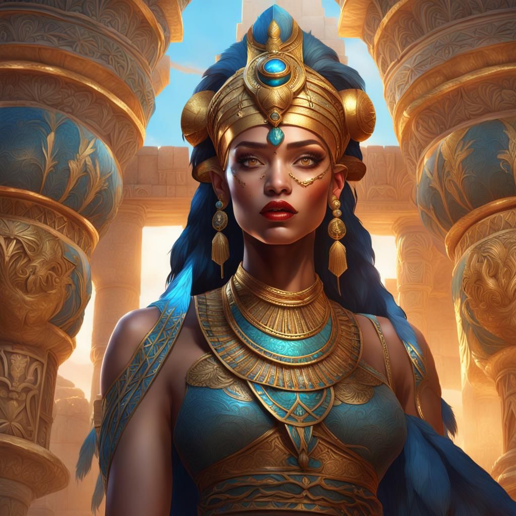 Goddess Cleopatra Portrait in Egyptian Temple